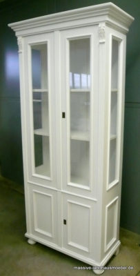 5513 Vitrine 2t classic weiß   Landhaus aus Massivholz weiß